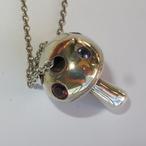 Elizabeth And James Large Mushroom Pendant On Chain Sterling Silver CZ - Picture 2 of 16